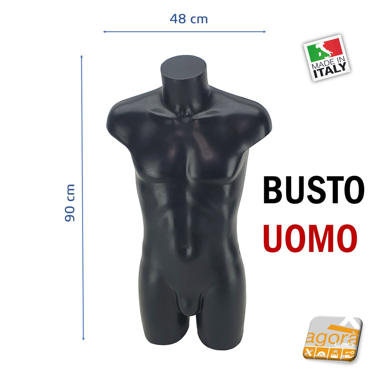 vidaXL Manichino Uomo Figura Intera Base in Vetro 185 cm Nero