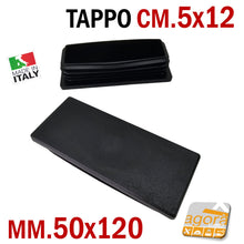 Carica l&#39;immagine nel visualizzatore di Gallery, TAPPO RETTANGOLARE mm 50x120 NERO PUNTALE PLASTICA cm 5x12 SOTTOPIEDE ALETTATO TAPPI NERI professionale alta qualità
