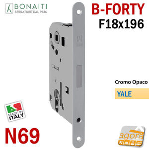 sostituzione SERRATURA PORTA INTERNA MAGNETICA B-FORTY BONAITI N69 YALE FRONTALE 18X196MM E50 I85 cilindro 196