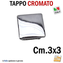 Carica l&#39;immagine nel visualizzatore di Gallery, TAPPI TAPPO CROMATO bombato copri testa 30x30x1.5mm in ABS PUNTALE cm.3x3 copritesta per tubolare quadro mm 30x30 bello rifinito per negozi a vista
