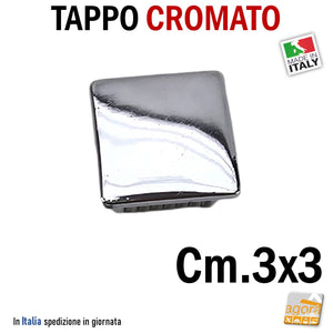 TAPPI TAPPO CROMATO bombato copri testa 30x30x1.5mm in ABS PUNTALE cm.3x3 copritesta per tubolare quadro mm 30x30 bello rifinito per negozi a vista