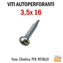 Load image into Gallery viewer, viti professionali per metallo autoforanti autoperforanti zincate testa cilindrica a croce lunghe 3.5x16mm lunga 1,6cm 
