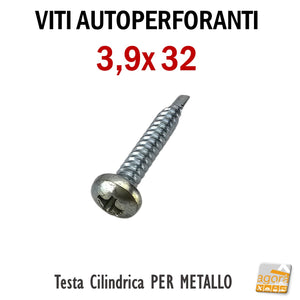 viti professionali per metallo autoforanti autoperforanti zincate testa cilindrica a croce lunghe 3.9x32mm lunga 3,2cm professionale