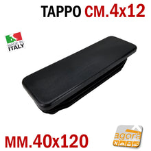 Load image into Gallery viewer, TAPPO RETTANGOLARE mm 40x120 NERO PUNTALE PLASTICA cm 4x12 SOTTOPIEDE ALETTATO TAPPI NERI 120x40mm cm 12 x 4 alettati
