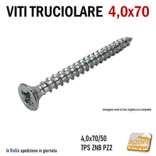 Carica l&#39;immagine nel visualizzatore di Gallery, VITI LEGNO TESTA SVASATA TRUCIOLARE MDF PZD 4,0X70 VITE TPS ZNB 200pz vite per truciolati professionale alta qualità
