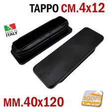 Load image into Gallery viewer, tappi per tubolari 120x40mm cm 12 x 4 mm in plastica 40x120 con alette lamelle 
