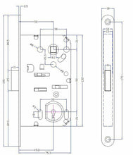 Carica l&#39;immagine nel visualizzatore di Gallery, SERRATURA PORTA INTERNA MAGNETICA B-FORTY BONAITI N60 FRONTALE 18X190MM E50 I90 PATENT scheda tecnica
