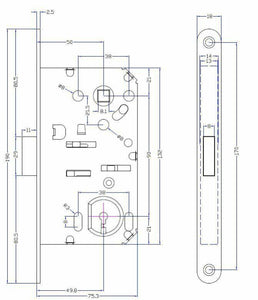 SERRATURA PORTA INTERNA MAGNETICA B-FORTY BONAITI N60 FRONTALE 18X190MM E50 I90 PATENT scheda tecnica