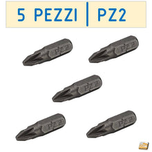 Load image into Gallery viewer, inserto avvitatore per viti legno PZ2 25mm attacco 1/4 pollice standard professionale bit
