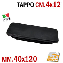 Load image into Gallery viewer, TAPPO RETTANGOLARE mm 40x120 NERO PUNTALE PLASTICA cm 4x12 SOTTOPIEDE
