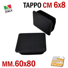 Load image into Gallery viewer, TAPPO RETTANGOLARE mm 60x80 NERO PUNTALE PLASTICA cm 6x8 SOTTOPIEDE ALETTATO TAPPI NERI  80x60mm cm 8x6 pronta consegna
