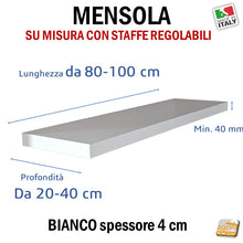 Load image into Gallery viewer, mensola senza staffe con reggimensola a scomparsa invisibili regolabiili su misura molto profonda e robusta su misura supporto regolabile di qualità lunga mensole libreria 80 - 100 cm
