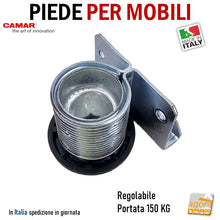 Carica l&#39;immagine nel visualizzatore di Gallery, Piedino livellatore laterale per mobili fissaggio alla spalla 300 Camar - Escursione 20mm Portata 150kg piedi per armadi spalla mobile da avvitare impronta larga 8022543018658
