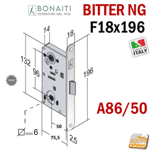 SERRATURA PORTA FRONTALE 18x196 E50 I96 BONAITI B-BITTER A86 MONETA LIBERO/OCCUPATO WC BAGNO TOILET