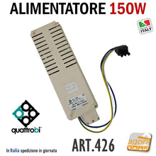 Carica l&#39;immagine nel visualizzatore di Gallery, ALIMENTATORE 150W QUATTROBI ART.426 PER FARI NEGOZIO 230V DRIVER PER FARETTI FARO ILLUMINAZIONE NEGOZI
