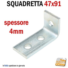 Carica l&#39;immagine nel visualizzatore di Gallery, 25pz Squadretta di Assemblaggio mm 47x91x35 sp 4,0 Acciaio Zincato Forata ANGOLARE DI GIUNZIONE LATRINA PIEGATA VARIFIX CON 3 FORI
