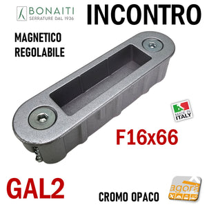 Riscontro Gaccia Bonaiti GAL2 Magnetica mm 66x16 Contropiastra per Serrature FIVE SMART FORTY NG FRANCE frontale 16x66mm 4GAL200095