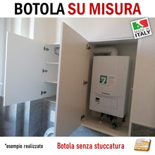 Carica l&#39;immagine nel visualizzatore di Gallery, botole su misura a misura personalizzate in legno verniciabili per nicchia a parete cerniere regolabile caldaia comandi rubinetti cucina bagno negozio ufficio
