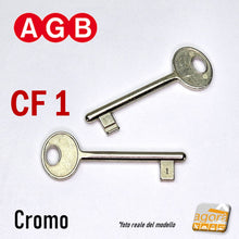 Load image into Gallery viewer, Chiave per porta interna serratura patent AGB cromo cromata nichelata normale standard semplice originale cf 1 N1
