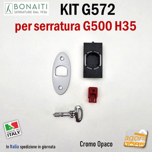 KIT CONTROPIASTRA E CHIAVE 5G572 PER SERRATURE BONAITI A GANCIO SCORREVOLI SCRIGNO G500 H35 5G572C0095 4G57200095