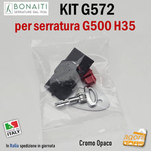 Load image into Gallery viewer, KIT CONTROPIASTRA E CHIAVE 5G572 PER SERRATURE BONAITI A GANCIO SCORREVOLI SCRIGNO G500 H35 5G572C0095 4G57200095 chiave a spillo pieghevole
