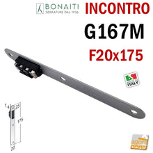 Carica l&#39;immagine nel visualizzatore di Gallery, CONTROPIASTRA RISCONTRO 
INCONTRO GACCIA BONAITI Modello G 167 M PER SERRATURA BONAITI MAGNETICA FRANCE F80/40 F80/50 F85/40 F85/50 MAGNETICO CAVA ALTA frontale mm 175 x 20
