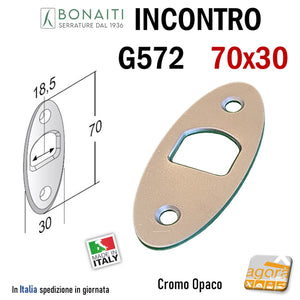 Riscontro Gaccia G572 Bonaiti 70x30 x Serrature Scorrevoli scrigno a gancio Cromo Opaco incontri