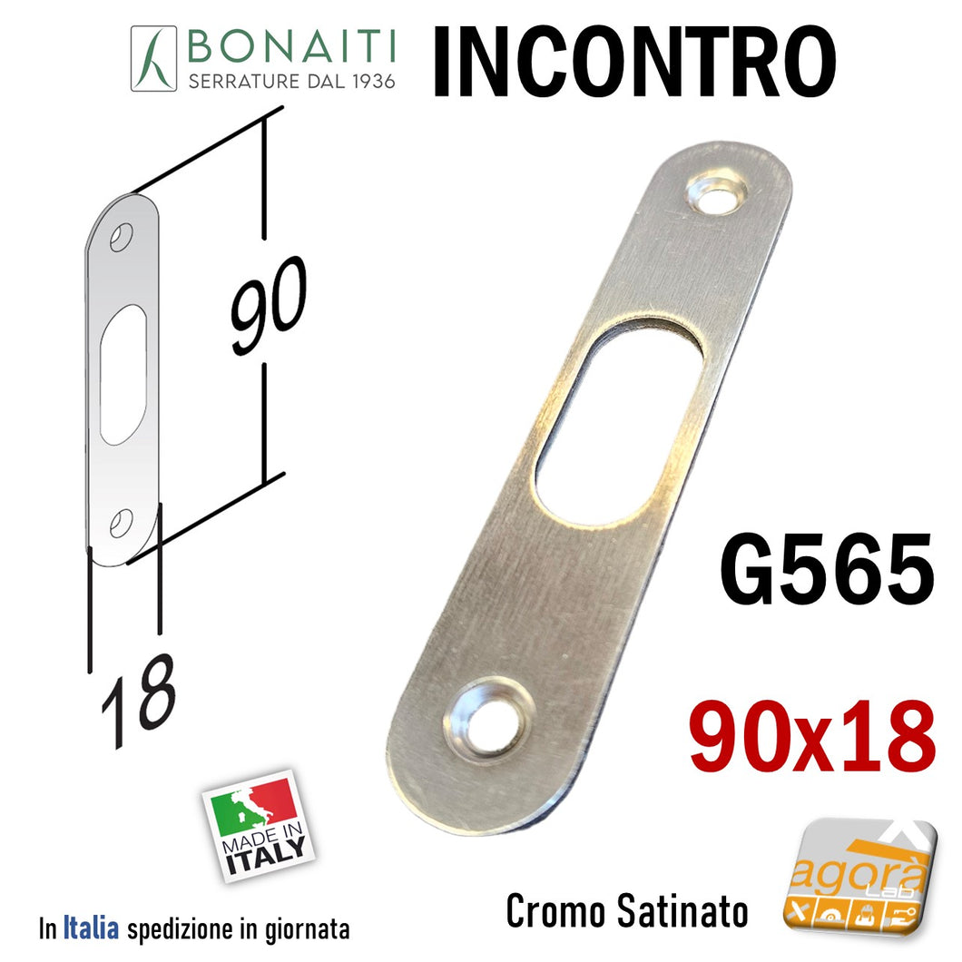 Riscontro Gaccia G565 Bonaiti 90x18 x Serrature Scorrevoli scrigno a gancio Cromo Sat contropiastra serrature scrigno 18x90 P35650008T