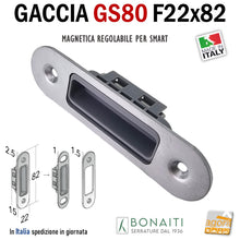 Carica l&#39;immagine nel visualizzatore di Gallery, Riscontro Gaccia Bonaiti GS80 Magnetica Contropiastra per Serrature SMART Regolabile Cromo Opaco 4GS8000495 color alluminio
