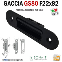 Carica l&#39;immagine nel visualizzatore di Gallery, Riscontro Gaccia Bonaiti GS80 Magnetica Contropiastra per Serrature SMART Regolabile Nera Matt Black Frontale nero opaco 4GS80000K5 incontro serrature
