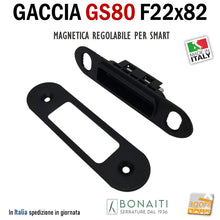 Carica l&#39;immagine nel visualizzatore di Gallery, Riscontro Gaccia Bonaiti GS80 Magnetica Contropiastra per Serrature SMART Regolabile Nera Matt Black Frontale nero opaco 4GS80000K5 incontro serrature
