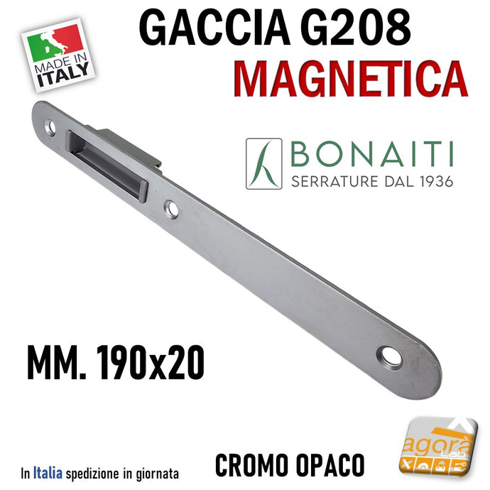 Riscontro Gaccia 208 Bonaiti 20x190 Argento x Serrature B-ITA Magnetiche Incontro completo di pozzetto 762 cromato opaco 4G76200045 + 4G20800095