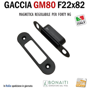 Riscontro Gaccia Bonaiti GM80 Magnetica Contropiastra per Serrature FORTY NG Regolabile Nera 4GM80000K5 gaccia MATT BLACK