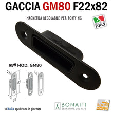 Load image into Gallery viewer, Riscontro Gaccia Bonaiti GM80 Magnetica Contropiastra per Serrature FORTY NG Regolabile Nera 4GM80000K5 gaccia MATT BLACK
