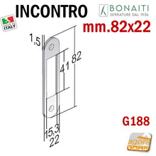 Carica l&#39;immagine nel visualizzatore di Gallery, riscontro incontro 
CONTROPIASTRA REGOLABILE MM 82X22 PER POZZETTO 709 -
BORDO TONDO BONAITI G188 Mostrina frontale 22x82mm argento cromo opaco 4G18800095
