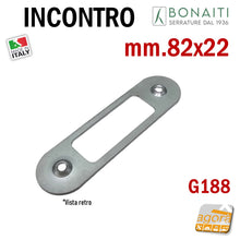 Carica l&#39;immagine nel visualizzatore di Gallery, incontri per serrature CONTROPIASTRA REGOLABILE MM 82X22 PER POZZETTO 709 -
BORDO TONDO BONAITI G188 Mostrina frontale 22x82mm argento cromo opaco 4G18800095
