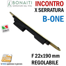 Carica l&#39;immagine nel visualizzatore di Gallery, Riscontro Gaccia G992 Bonaiti 190 x 22 Ottone Lucido Regolabile x Serrature ONE Magnetiche incontro Contropiastra per serratura 4G99200015 Frontale 19cm
