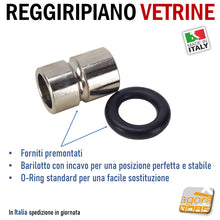 Load image into Gallery viewer, REGGIRIPIANO (PERNO) PER VETRINE E RIPIANI CON GOMMA DIAM.12X18 REGGIVETRO O-ring OTTONE NICHELATO
