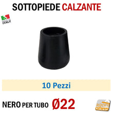 Carica l&#39;immagine nel visualizzatore di Gallery, TAPPO CALZANTE PVC GOMMA NERO PUNTALE PLASTICA SOTTOPIEDE TUBO TONDO TAPPI SEDIE SEDIA TAVOLI BASTONI TUBI TUBETTI DIAMETRO 22mm Ø2.2cm
