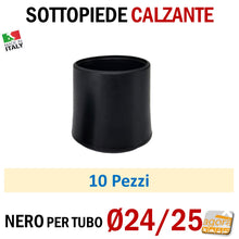 Carica l&#39;immagine nel visualizzatore di Gallery, TAPPO CALZANTE PVC GOMMA NERO PUNTALE PLASTICA SOTTOPIEDE TUBO TONDO TAPPI SEDIE SEDIA TAVOLI BASTONI TUBI TUBETTI DIAMETRO 24mm 25mm Ø2.4cm Ø2.5cm
