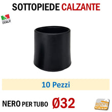 Carica l&#39;immagine nel visualizzatore di Gallery, TAPPO CALZANTE PVC GOMMA NERO PUNTALE PLASTICA SOTTOPIEDE TUBO TONDO TAPPI SEDIE SEDIA TAVOLI BASTONI TUBI TUBETTI DIAMETRO 32mm Ø3.2cm
