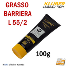 Load image into Gallery viewer, GRASSO LUBRIFICANTE KLUBER BARRIERA L 55/2 art. 0900130287 100 GRAMMI BARRIERTA disponibile pronta consegna
