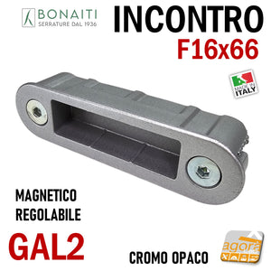 Riscontro Gaccia Bonaiti GAL2 Magnetica mm 66x16 Contropiastra per Serrature FIVE SMART FORTY NG FRANCE frontale 16x66mm