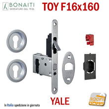 Load image into Gallery viewer, kit serratura bonaiti easy TOY f 16x160mm entrata 50mm x serrature scrigno scorrevoli completo di maniglie rosette per cilindro yale 4TH2205087 ean:8057284661252
