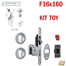 Load image into Gallery viewer, serrature con tirante integrato per scorrevole kit serratura bonaiti easy TOY f 16x160mm entrata 50mm x serrature scrigno scorrevoli completo di maniglie rosette per cilindro yale 4TH2205087 ean:8057284661252
