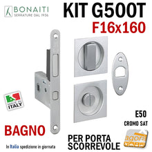 Carica l&#39;immagine nel visualizzatore di Gallery, KIT SERRATURA PORTA SCORREVOLE BONAITI TQN F16x160 G500+TIR BAGNO WC MONETA CROMO SAT Q8 E50
