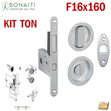 Carica l&#39;immagine nel visualizzatore di Gallery, KIT SERRATURA PORTA SCORREVOLE BONAITI TQN F16x160 G500+TIR BAGNO WC MONETA CROMO SAT Q8 E50
