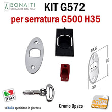 Load image into Gallery viewer, KIT CONTROPIASTRA E CHIAVE 5G572 PER SERRATURE BONAITI A GANCIO SCORREVOLI SCRIGNO G500 H35 5G572C0095 4G57200095
