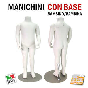 Manichino bambino manichini completi con base bimbi torso bimbo bianco base rotonda