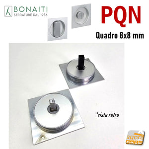 MANIGLIA INCASSO ROSETTA PER WC BAGNO BONAITI PER PORTA SCORREVOLE SCRIGNO QUADRATO 60x60mm FORO 48mm CROMO SATINATO MODELLO PQN.8 8057284667346